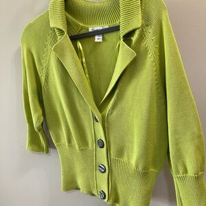 Women’s Lime Green Button-Front Knit Sweater Cardigan Size M